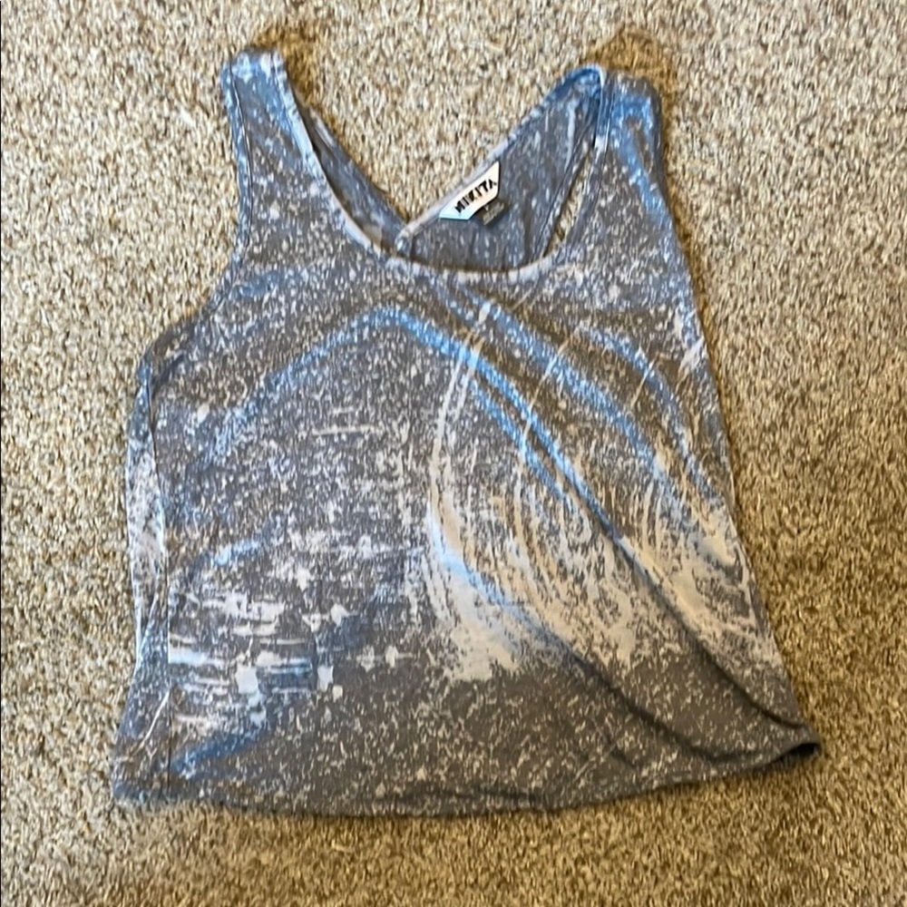 NWOT Nikita Gray Acid Wash Open Back Tank Top